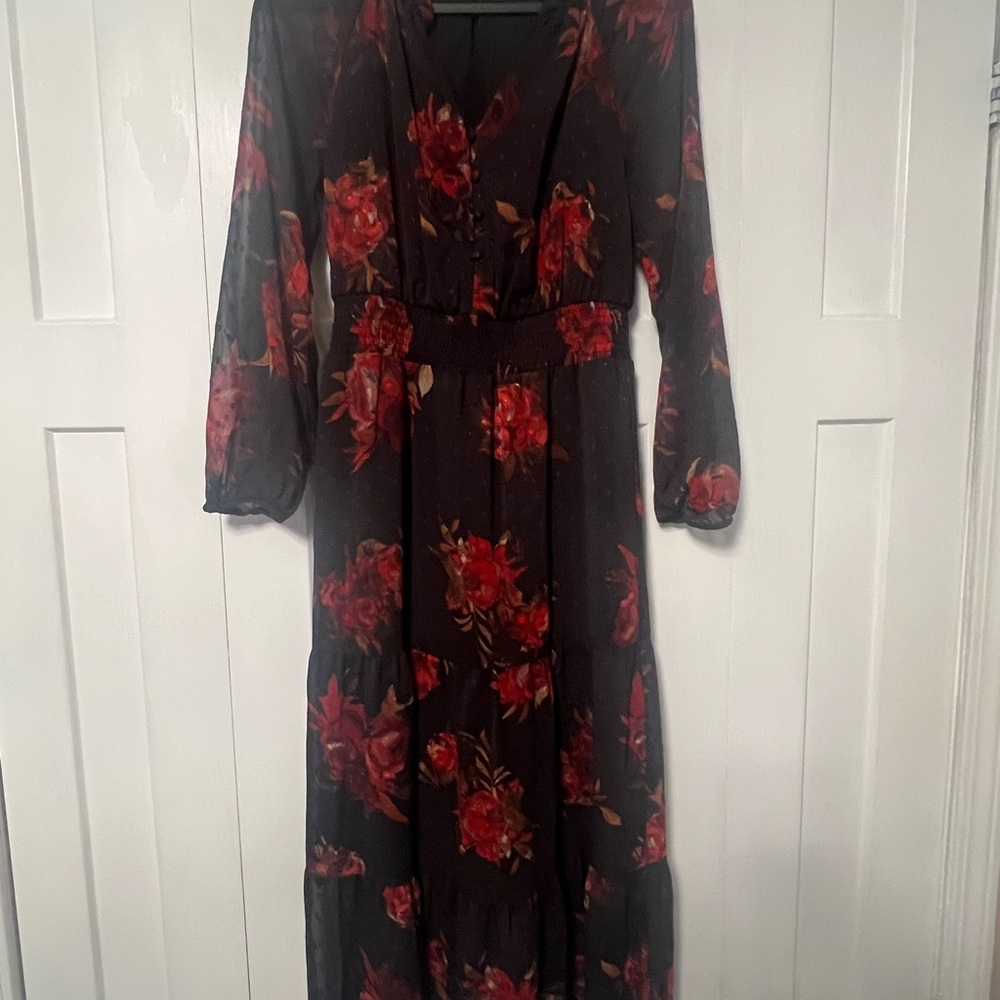 Frye & Co Floral Black and Red Women's Dress